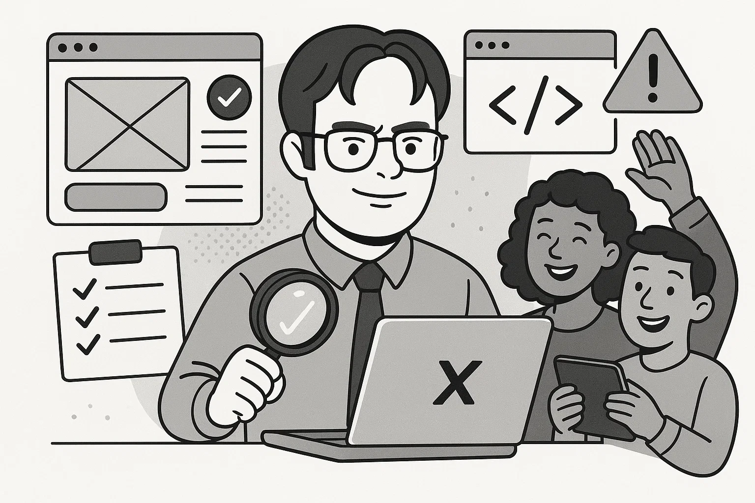 Dwight Schrute scowling at a computer screen, upset by bad UX practices.