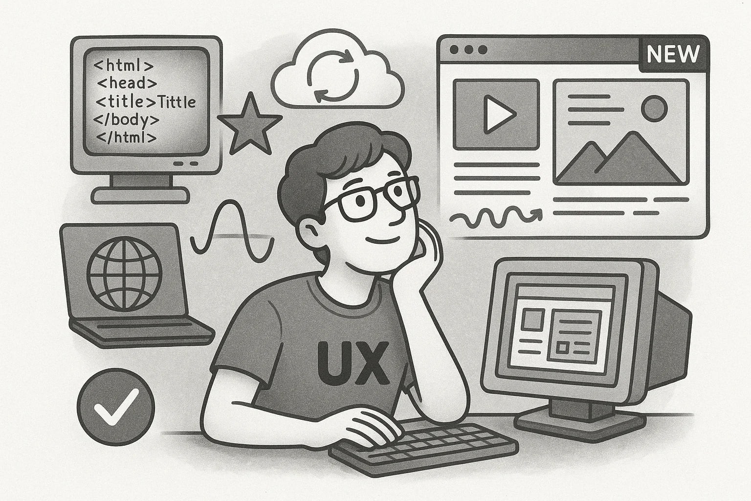 Front end developer reminiscing about the evolution of web development.