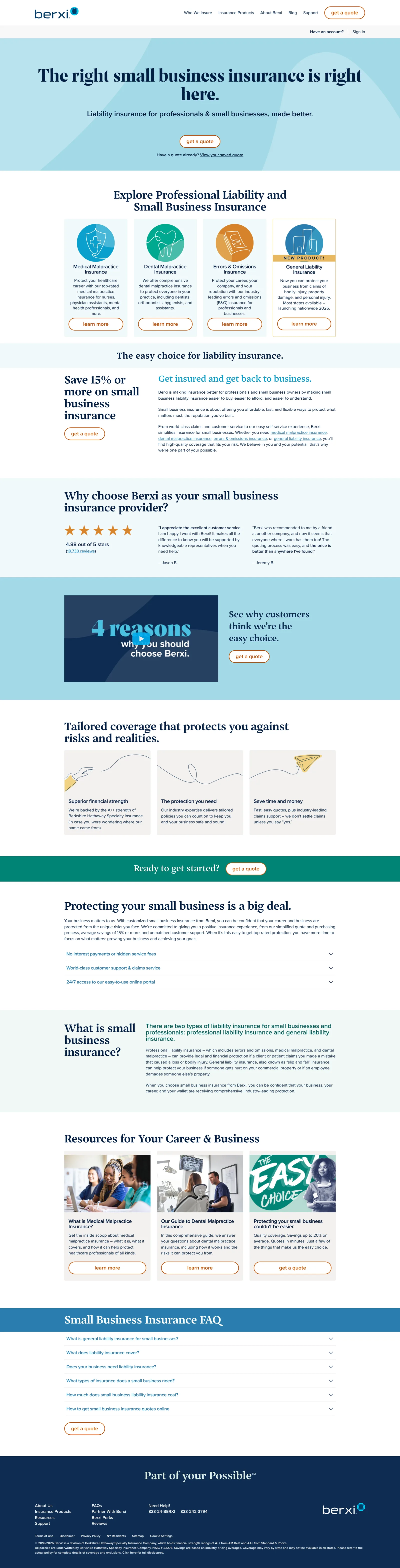 Berxi: the full live homepage, top to bottom