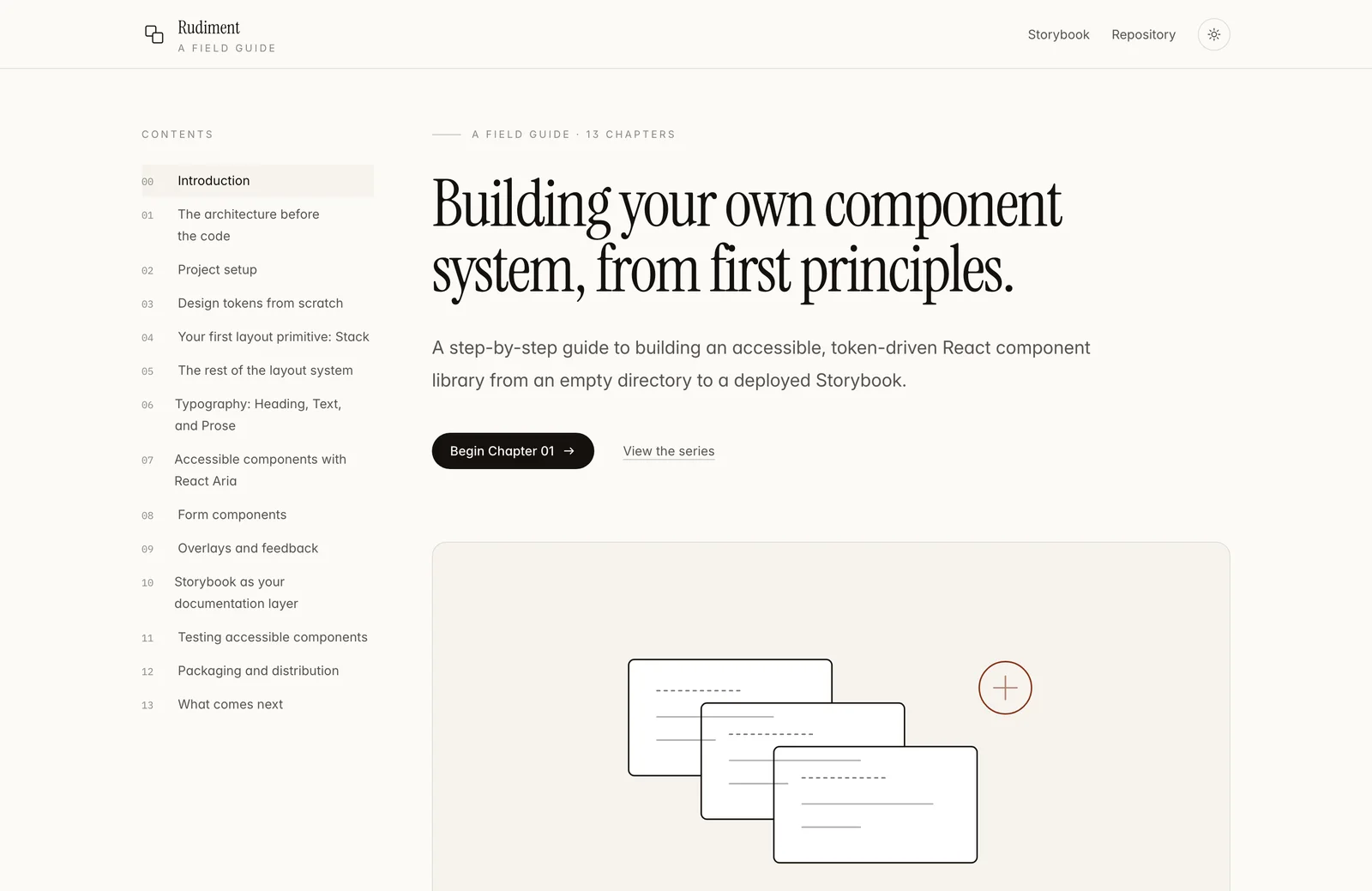The Rudiment field guide: a 13-chapter walkthrough to building a component library